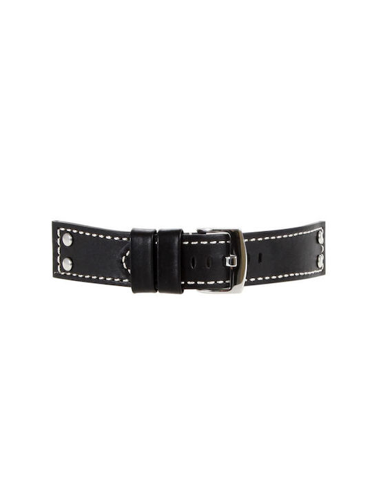 Tzevelion Leather Strap Black 24mm