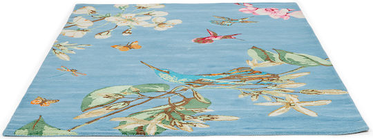 Wedgwood Hummingbird Handgefertigt Teppich Rechteckig Synthetisch,Polyester/Cotton/Leather 37808 Blue