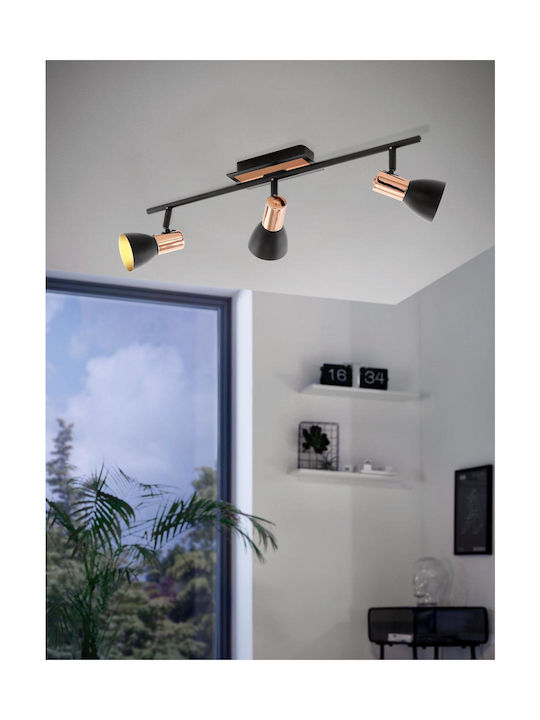 Eglo Barnham Triple Spot with Socket GU10 in Black Color