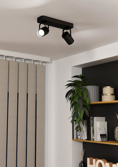 Eglo Sorego Double Spot with Socket GU10 in Black Color Eglo Sorego Double Spot with Socket GU10 in Black Color