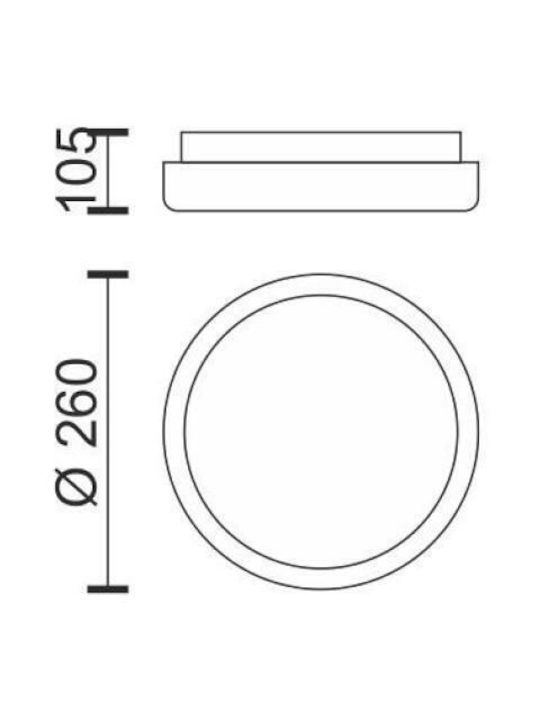 Spot Light Кръгла На открито LED Панел 15W с Топло бяло Светлина 3000К 26см.