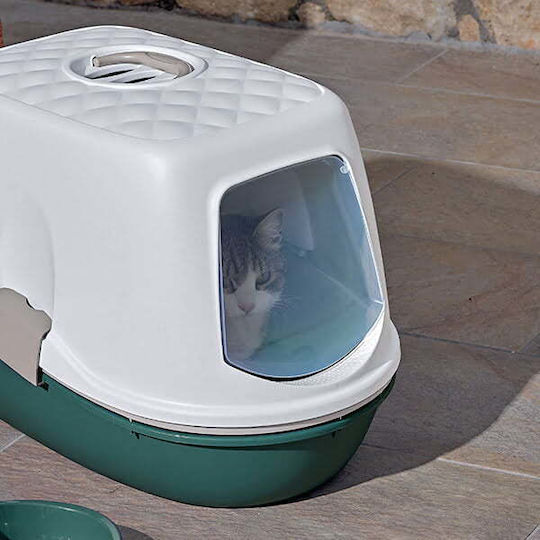 Kerbl Furba Top Chic Cat Toilet Closed with Filter and Sieve Green L59 x W39 x H42cm