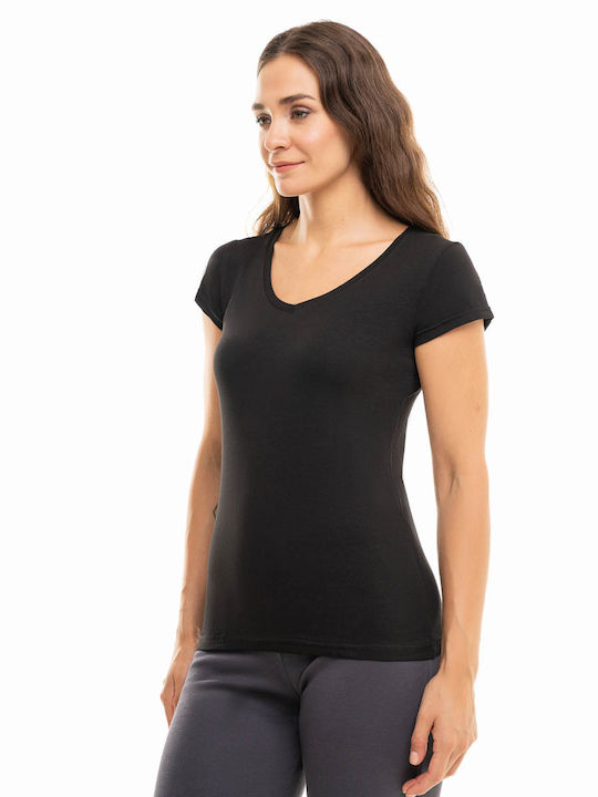 Sexen Women's Short Sleeve Cotton T-Shirt Black