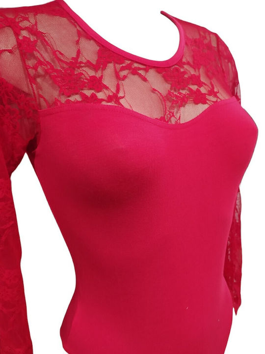 Frauen Bodysuit mit Spitze Rot