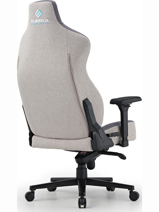 Eureka Ergonomic Python II GC-08 Υφασμάτινη Καρέκλα Gaming με Ρυθμιζόμενα Μπράτσα Γκρι