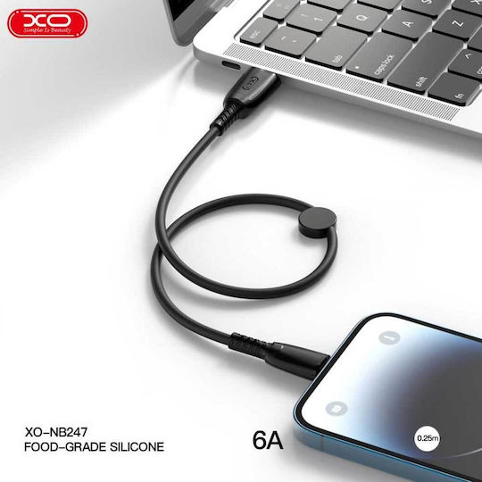 XO NB247 Regular USB 2.0 to micro USB Cable Μαύρο 0.25m (16.005.0260)
