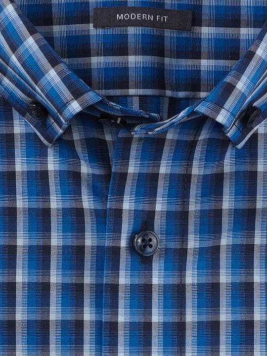 Long-sleeved Shirt Checked Blue