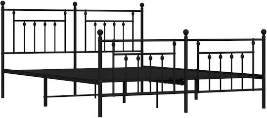 Bett King Size Metall Schwarz mit Latten für Matratze 183x213cm