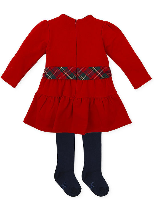 Tutto Piccolo Kids Dress Set with Tights Red