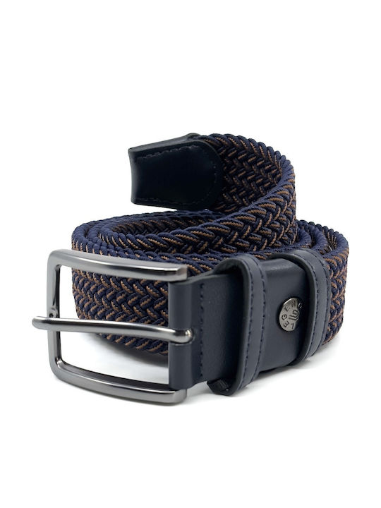 Elastic Men's Belt Knitted Blue