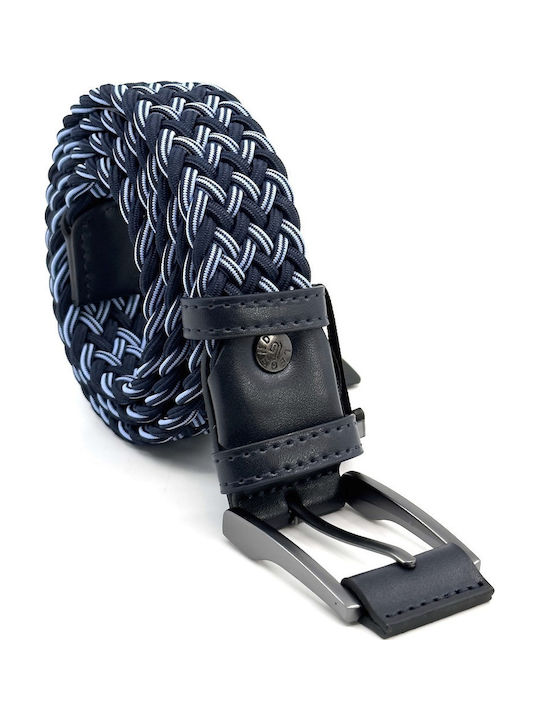 Elastic Men's Belt Knitted Blue
