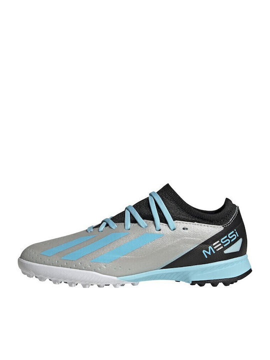 X Crazyfast Messi 3 TF Ghete De Fotbal Pentru Copii Cu Talpă Cu Crampoane Argintii