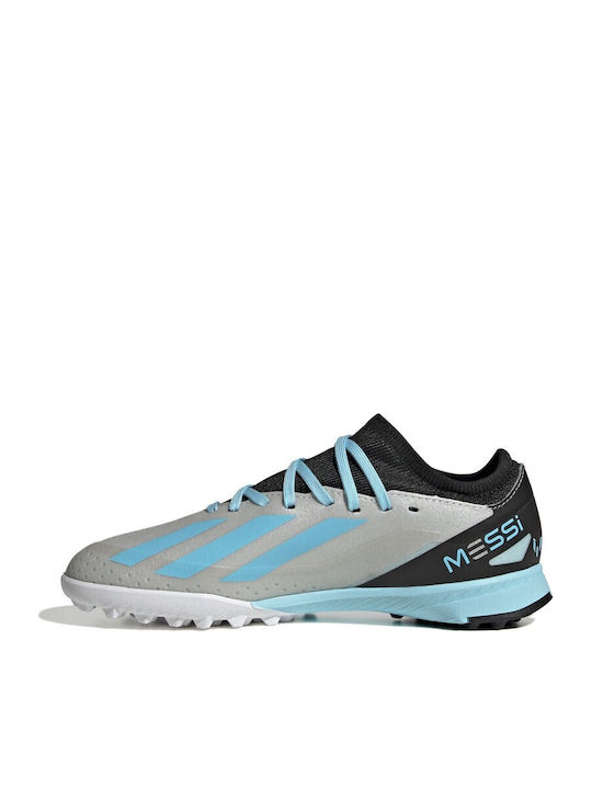 X Crazyfast Messi 3 TF Ghete De Fotbal Pentru Copii Cu Talpă Cu Crampoane Argintii