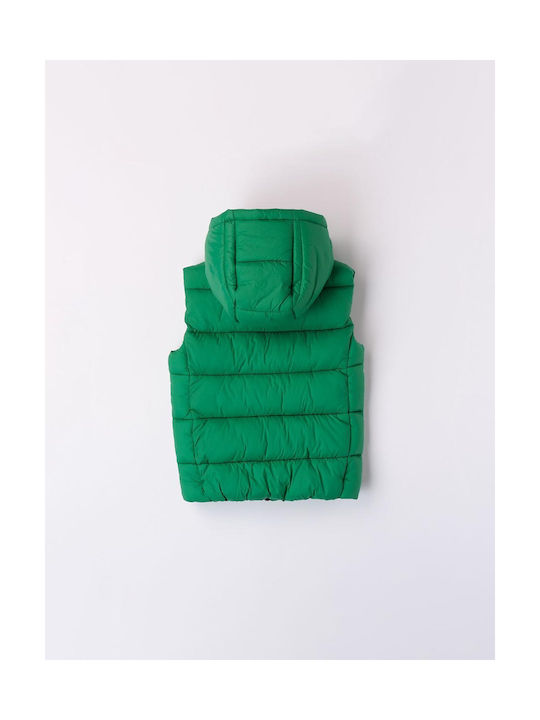 iDO Boys Quilted Coat Green Sleeveless with Ηood