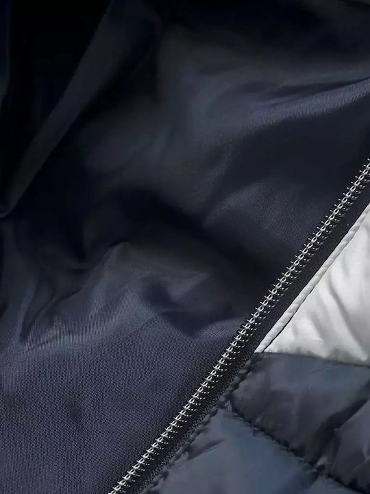 Kinder Steppjacke Kurz mit Kapuze Marineblau