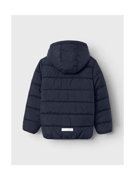 Name It Boys Quilted Coat Navy Blue with Ηood