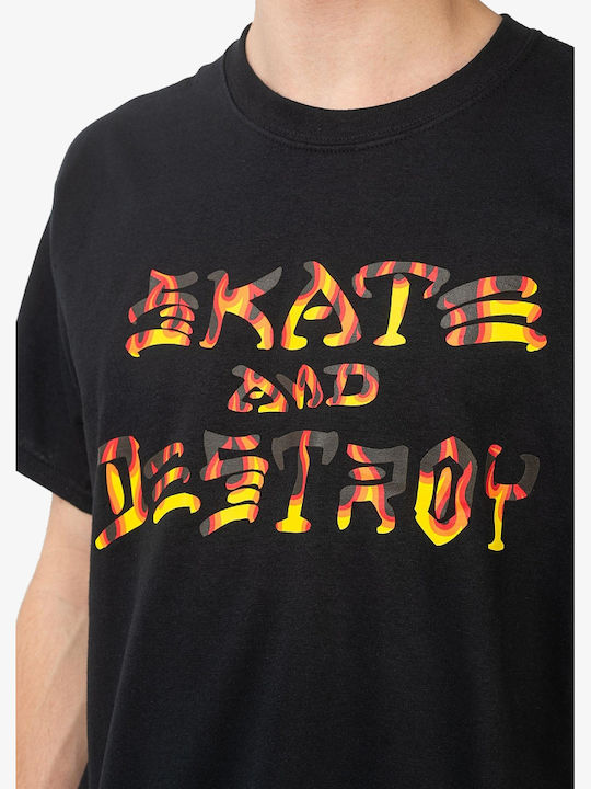 Thrasher Skate Destroy Ανδρικό T-shirt Κοντομάνικο Μαύρο