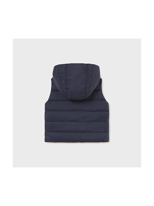 Mayoral Boys Quilted Coat Navy Blue Double Sided Sleeveless with Ηood