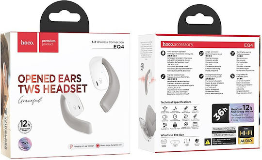 Hoco EQ4 In-ear Bluetooth Handsfree Ακουστικά με Θήκη Φόρτισης Λευκά