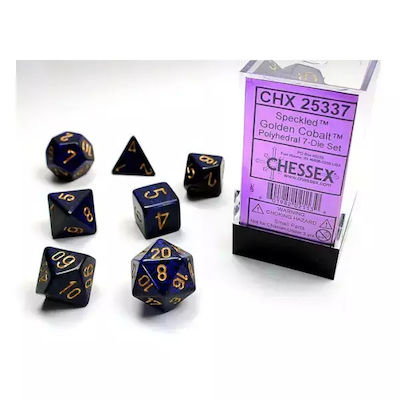 Chessex Der Ruf des Cthulhu Würfel Gesprenkelte polyedrische goldene Kobalt 7Stück 25337