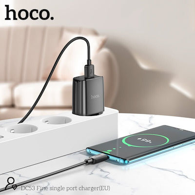 Hoco Charger Without Cable with USB-A Port Blacks (DC53)