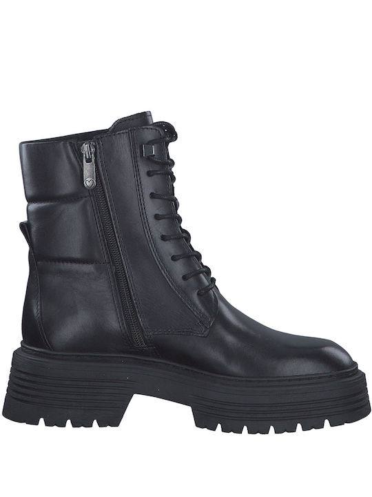 Marco Tozzi Women's Leather Combat Boots Black