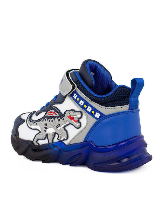 Kids Sneakers High with Scratch & Lights Blue