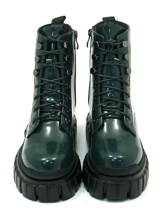 Favela Women's Leather Combat Boots Green