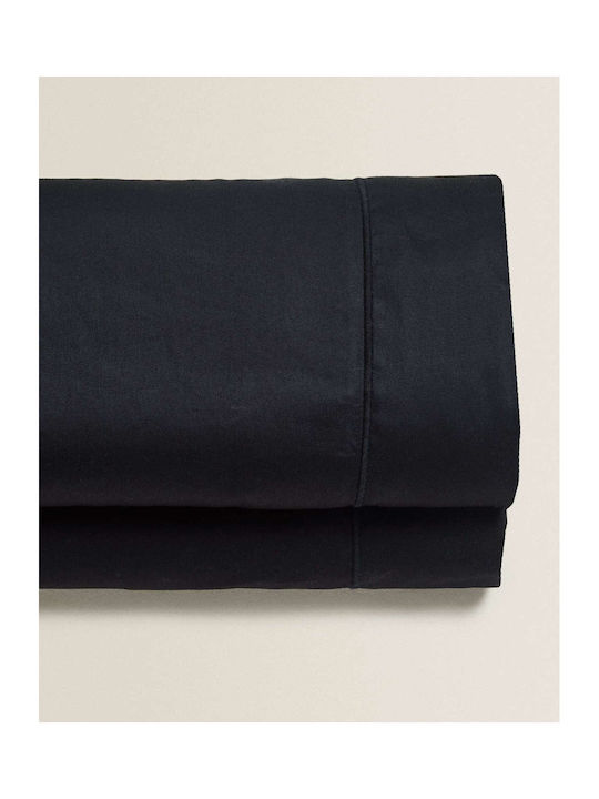 My Home Luxury Sheet Sets Semi-Double with Elastic 120x200+30cm. Monochrome Black 4pcs
