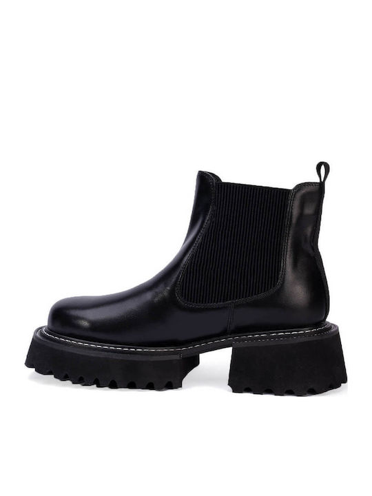Garland Leather Women's Ankle Boots with Mid Heel Black