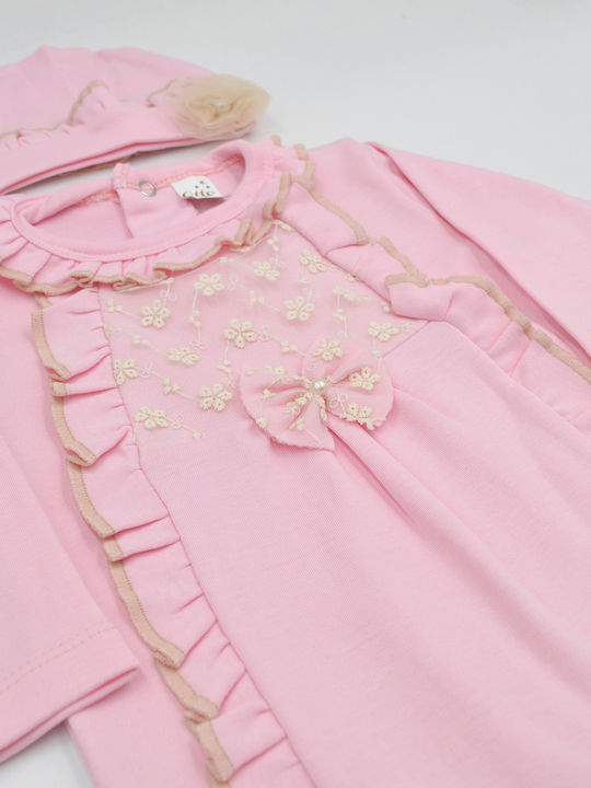 Extan Bebe Set Baby Strampler Langärmliges mit Zubehör Rosa