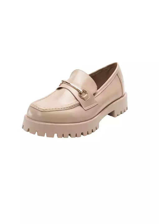 Luigi Women's Moccasins in Beige Color