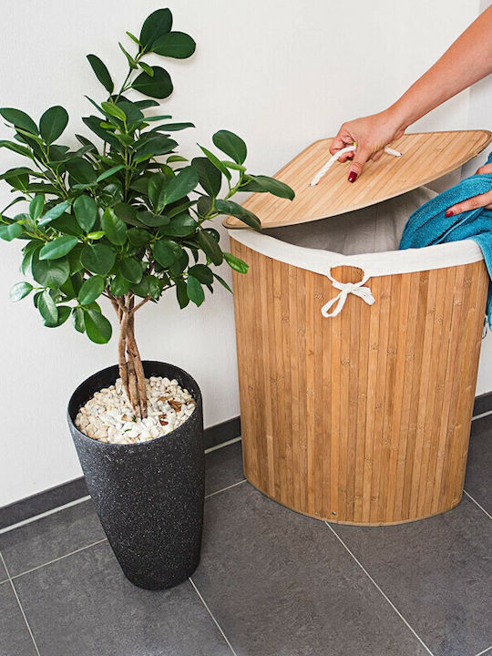 Relaxdays Καλάθι Απλύτων Bamboo με Καπάκι Μπεζ
