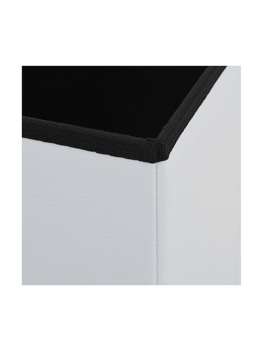 Stool For Living Room Collapsible With Storage Space Upholstered with Leatherette White 38x38x38cm