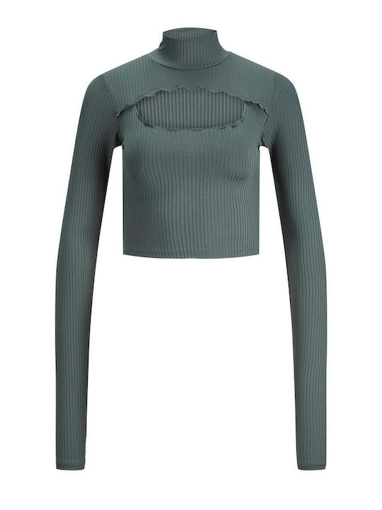 Women's Crop Top Long Sleeve Green