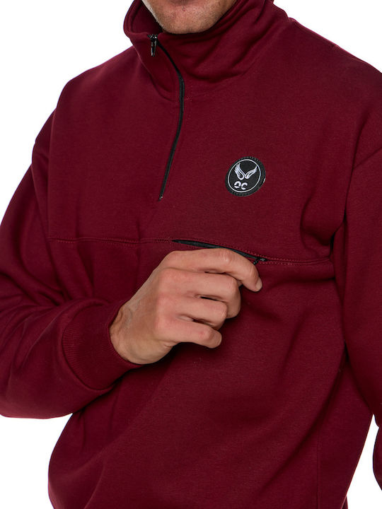 Bodymove Herren Sweatshirt mit Taschen Burgundisch