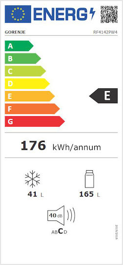 Gorenje Ψυγείο Δίπορτο 206lt Υ143.6xΠ55xΒ54.2εκ. Λευκό RF4142PW4