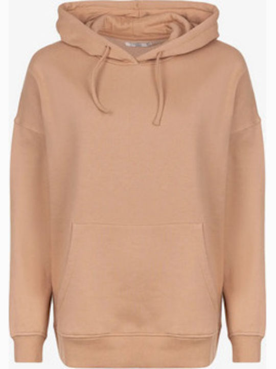 Lang Damen Sweatshirt Kapuzen Beige