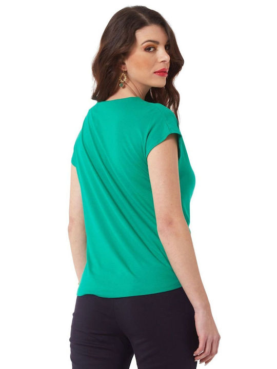 Anna Raxevsky Women's Oversized T-shirt with V Neckline Green