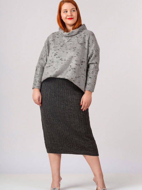 Jucita Women's Long Sleeve Sweater Turtleneck Gray