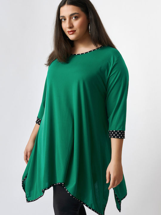 Jucita Women's Tunic Dress with 3/4 Sleeve Green