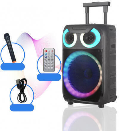 Andowl Karaoke Speaker with Wired Microphone and Lighting Effects YX8000 Q-YX8000 Black