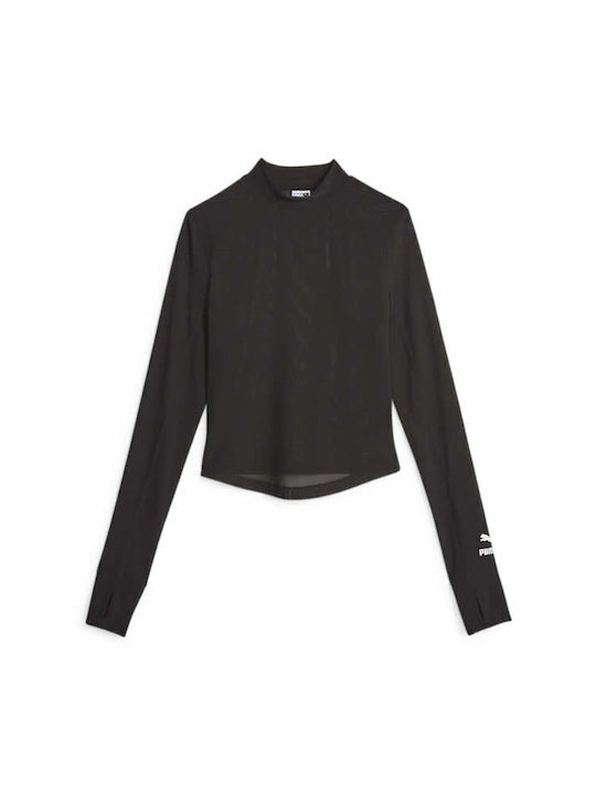 Dare To Women's Athletic Blouse Long Sleeve Black