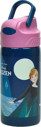 Gim Frozen Discover Kids Water Bottle Frozen Stainless Steel with Straw Blue 500ml