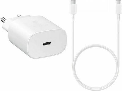 Samsung Зарядно с USB-C порт и кабел USB-C 25W Бял (EP-TA800EWE + EP-DA905BWE Bulk)