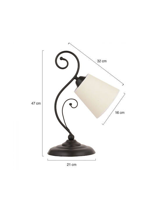 HomeMarkt Clancy Vintage Table Lamp from Rope for Socket E27 with Brown Shade and Black Base