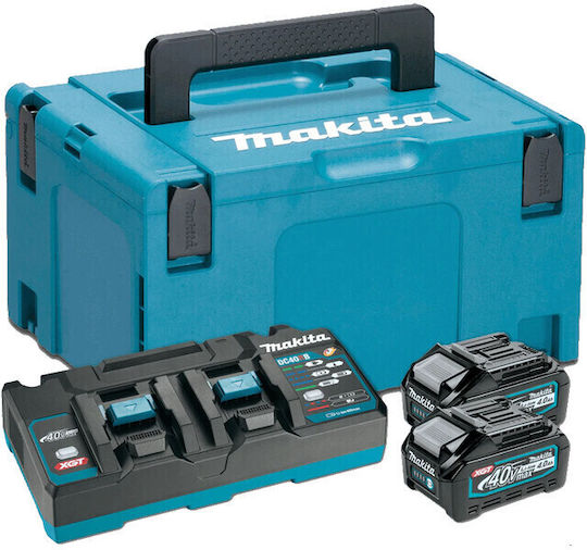 Makita Set 2 Werkzeugbatterien Lithium 40V Kapazität 5Ah mit Ladegerät XGT