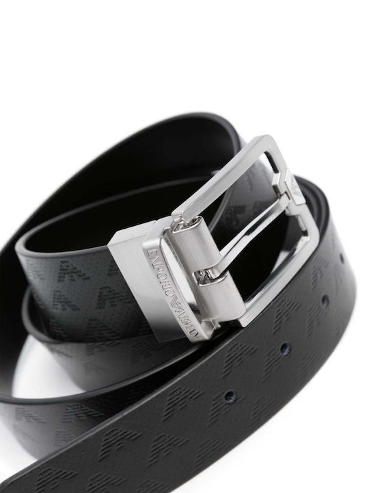Emporio Armani Ανδρική Ζώνη Δερμάτινη Διπλής Όψης Μαύρη