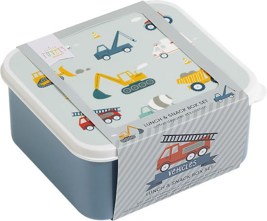A Little Lovely Company Vechicles Plastic Kids' Lunch Set Gray