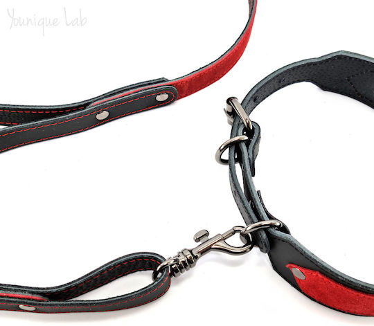 Younique Lab Dog Leash/Lead Leather SMALL in Black color 3cm